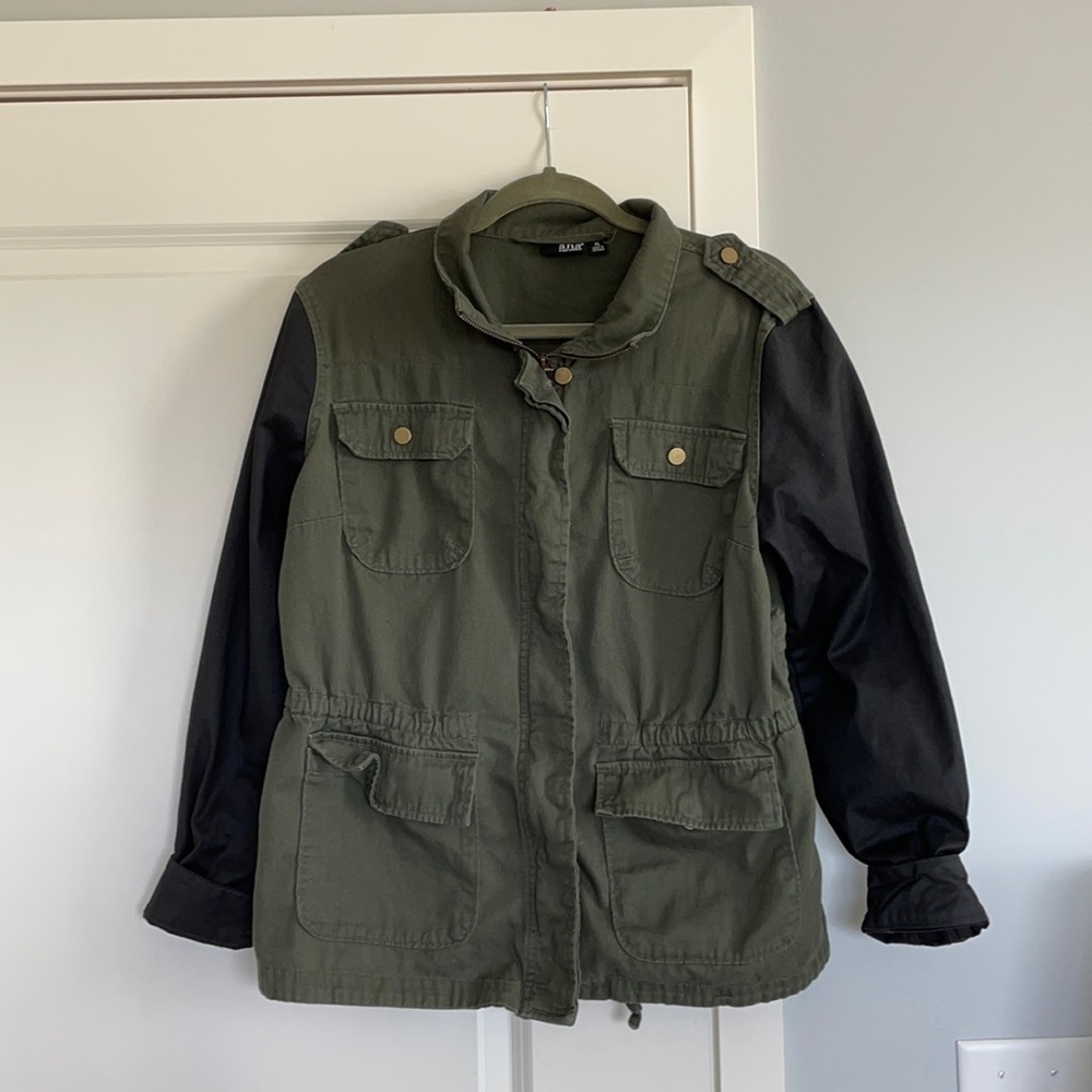 a.n.a Olive Green & Black Utility Jacket (fits M)